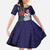 Maori Wheku Meri Kirihimete Personalised Family Matching Off The Shoulder Long Sleeve Dress and Hawaiian Shirt All Blue Indigenous Maori Motif - Polynesian Pride