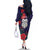 Maori Wheku Meri Kirihimete Personalised Family Matching Off The Shoulder Long Sleeve Dress and Hawaiian Shirt All Blue Indigenous Maori Motif - Polynesian Pride