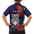 Maori Wheku Meri Kirihimete Personalised Family Matching Off Shoulder Short Dress and Hawaiian Shirt All Blue Indigenous Maori Motif - Polynesian Pride