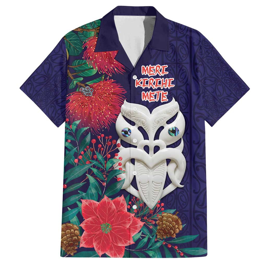 Maori Wheku Meri Kirihimete Personalised Family Matching Off Shoulder Short Dress and Hawaiian Shirt All Blue Indigenous Maori Motif - Polynesian Pride