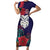 Maori Wheku Meri Kirihimete Personalised Family Matching Short Sleeve Bodycon Dress and Hawaiian Shirt All Blue Indigenous Maori Motif - Polynesian Pride