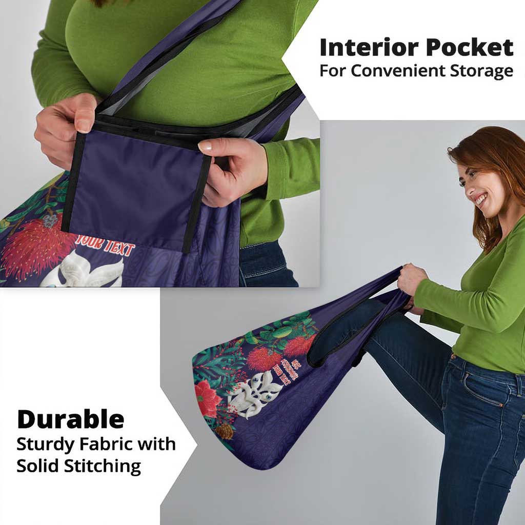 Maori Wheku Meri Kirihimete Personalised Grocery Bag All Blue Indigenous Maori Motif - Polynesian Pride