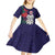 Maori Wheku Meri Kirihimete Personalised Kid Short Sleeve Dress All Blue Indigenous Maori Motif - Polynesian Pride