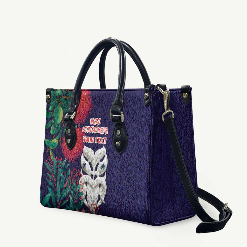 Maori Wheku Meri Kirihimete Personalised Leather Bag All Blue Indigenous Maori Motif LT9 Blue - Polynesian Pride