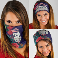 Maori Wheku Meri Kirihimete Personalised Neck Gaiter All Blue Indigenous Maori Motif - Polynesian Pride