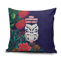 Maori Wheku Meri Kirihimete Personalised Pillow Cover All Blue Indigenous Maori Motif - Polynesian Pride