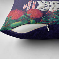 Maori Wheku Meri Kirihimete Personalised Pillow Cover All Blue Indigenous Maori Motif - Polynesian Pride