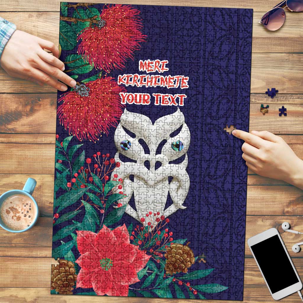 Maori Wheku Meri Kirihimete Personalised Puzzle All Blue Indigenous Maori Motif LT9 Blue - Polynesian Pride