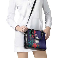 Maori Wheku Meri Kirihimete Personalised Shoulder Handbag All Blue Indigenous Maori Motif - Polynesian Pride