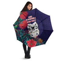 Maori Wheku Meri Kirihimete Personalised Umbrella All Blue Indigenous Maori Motif - Polynesian Pride