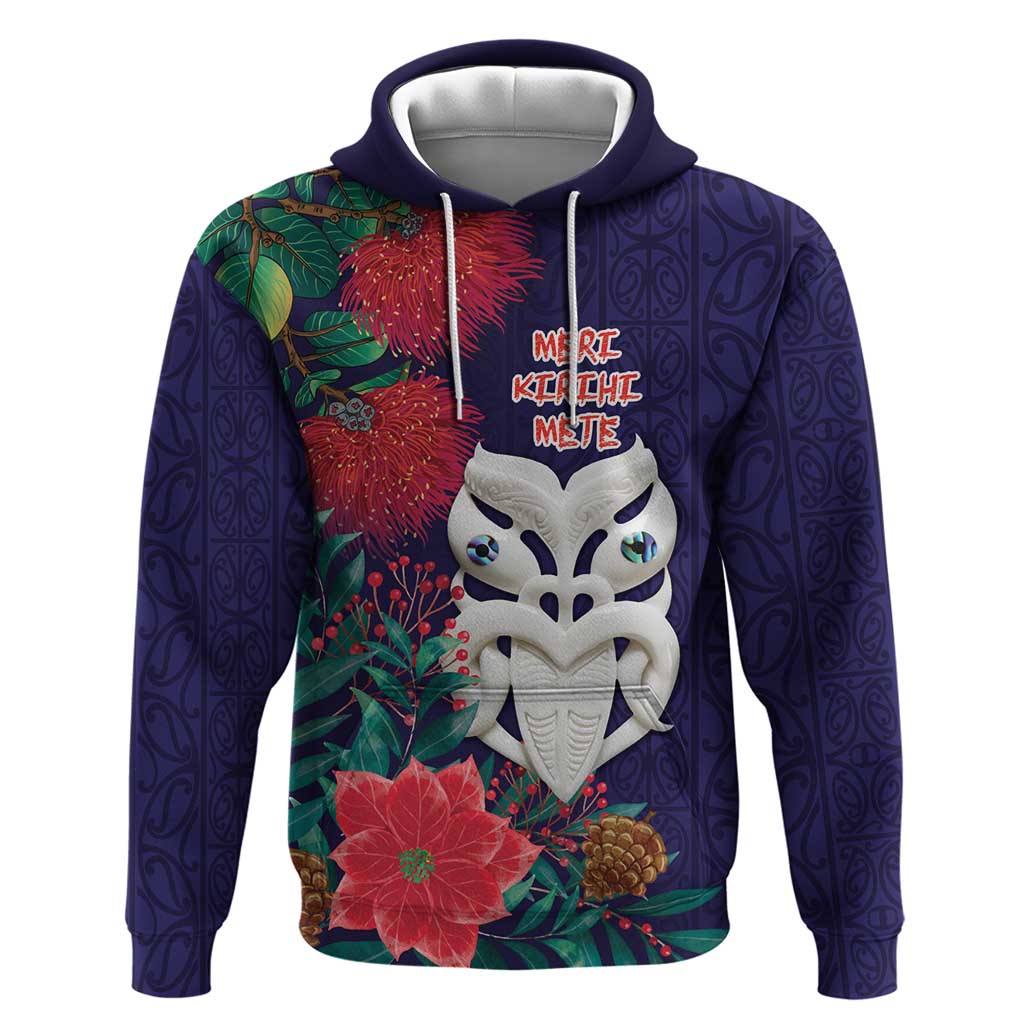 Maori Wheku Meri Kirihimete Personalised Zip Hoodie All Blue Indigenous Maori Motif - Polynesian Pride