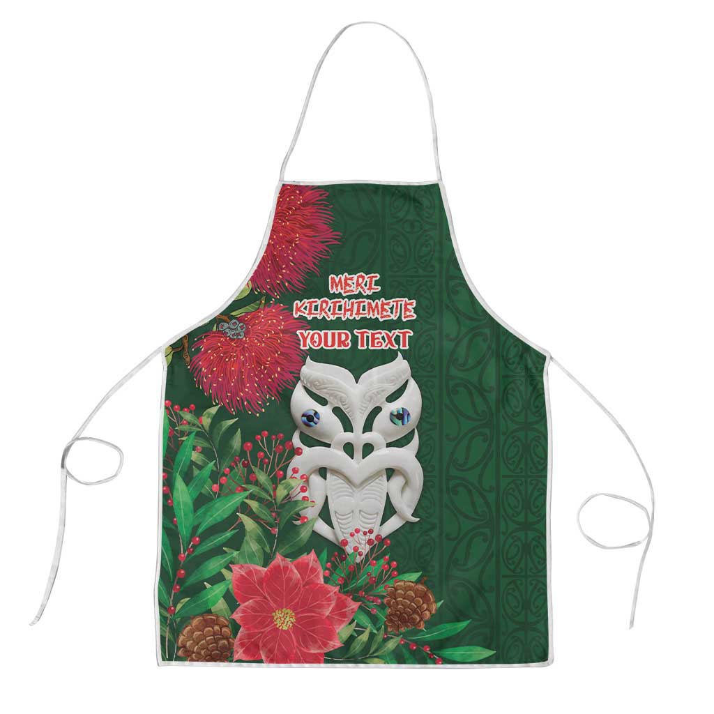 Maori Wheku Meri Kirihimete Personalised Apron All Green Indigenous Maori Motif LT9 Green - Polynesian Pride