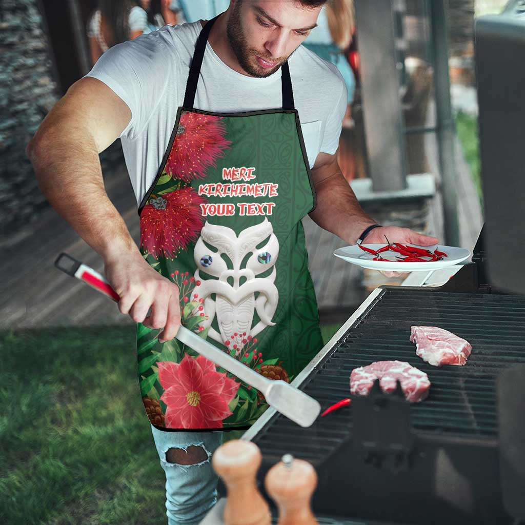 Maori Wheku Meri Kirihimete Personalised Apron All Green Indigenous Maori Motif - Polynesian Pride