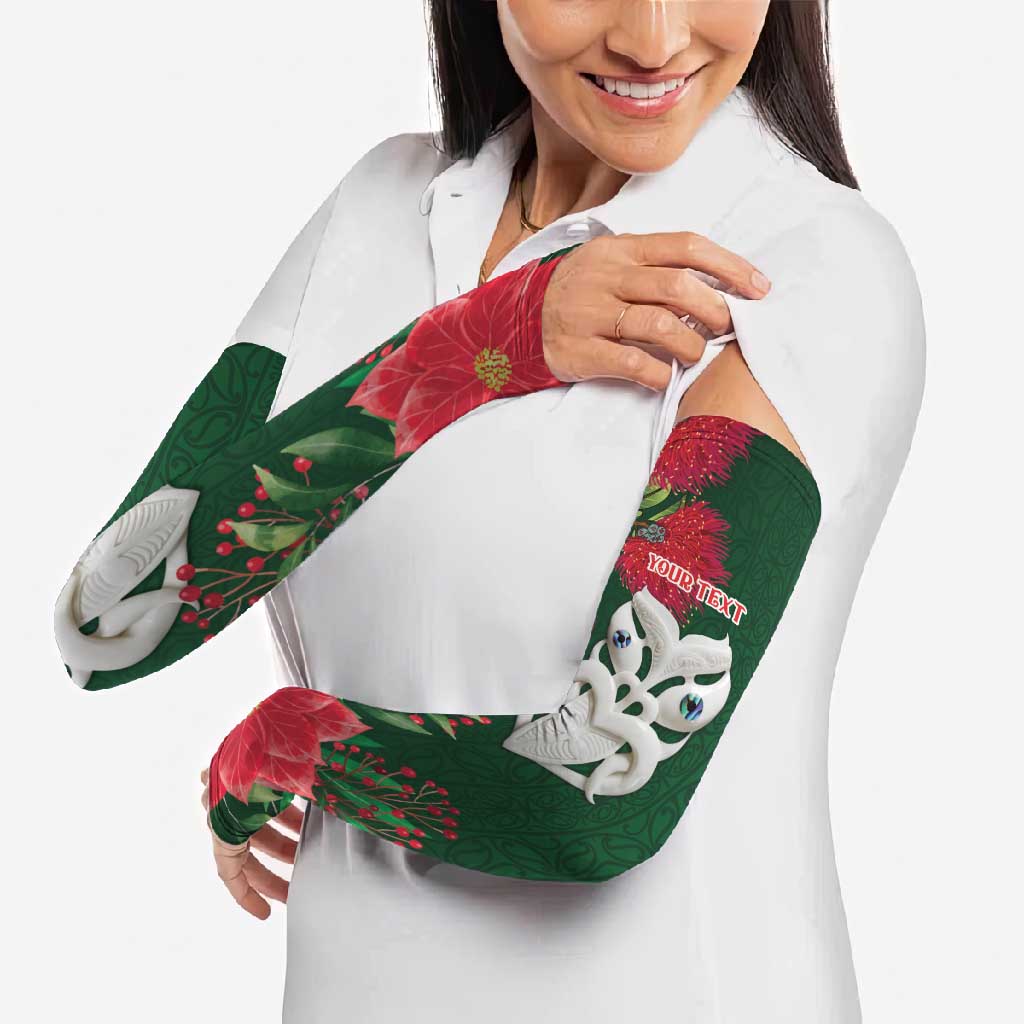 Maori Wheku Meri Kirihimete Personalised Arm Sleeves All Green Indigenous Maori Motif - Polynesian Pride