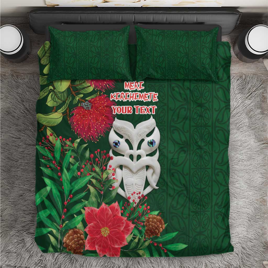 Maori Wheku Meri Kirihimete Personalised Bedding Set All Green Indigenous Maori Motif - Polynesian Pride