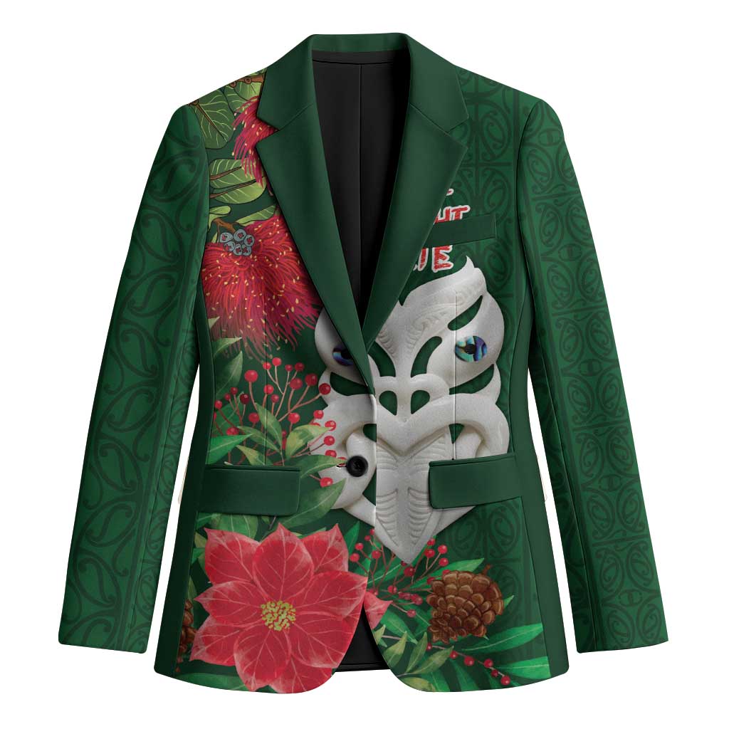 Maori Wheku Meri Kirihimete Personalised Blazer All Green Indigenous Maori Motif - Polynesian Pride