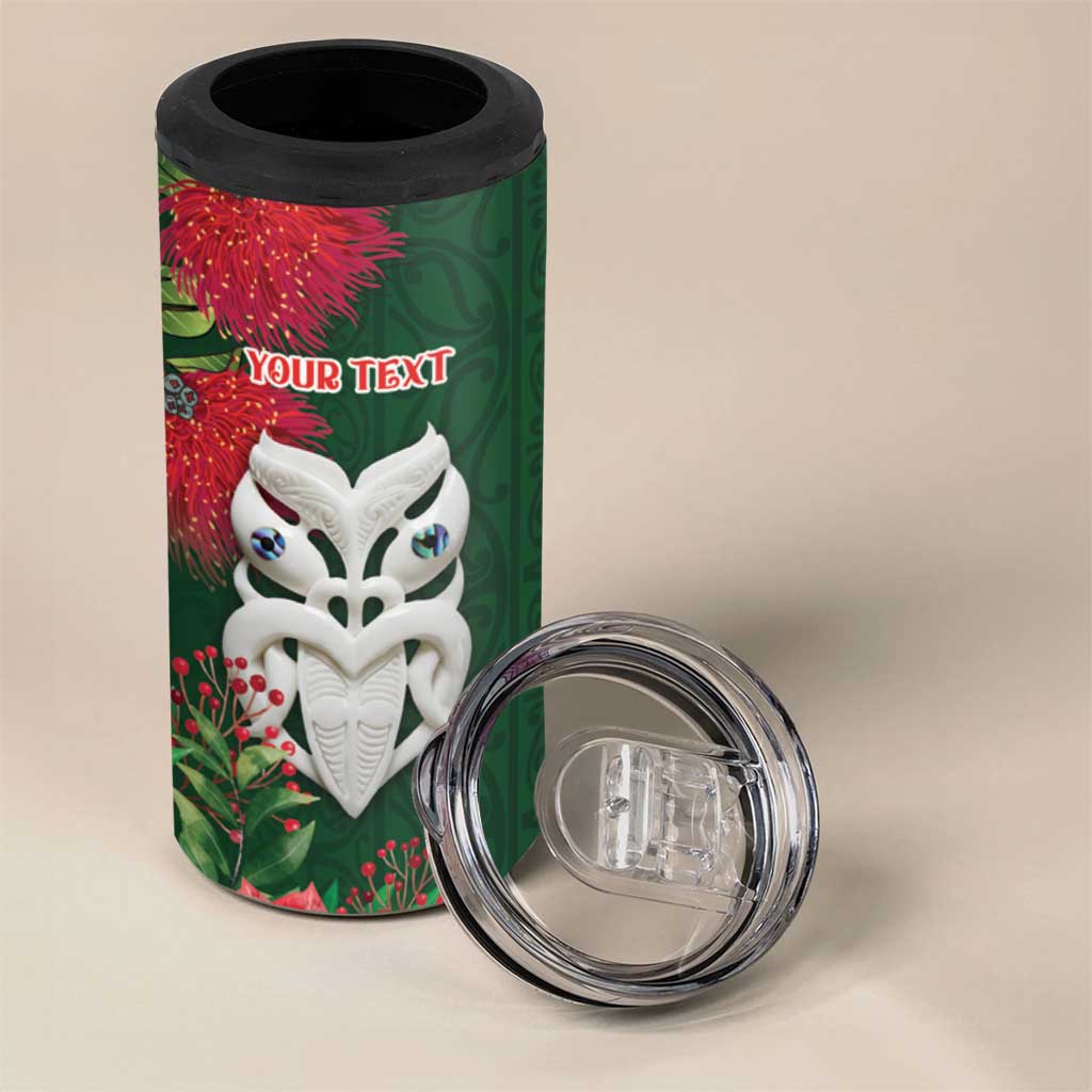 Maori Wheku Meri Kirihimete Personalised 4 in 1 Can Cooler Tumbler All Green Indigenous Maori Motif - Polynesian Pride
