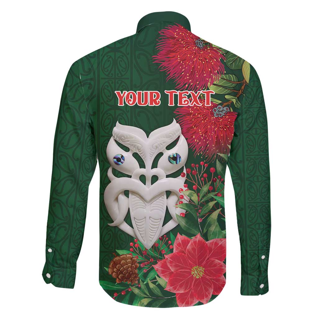 Maori Wheku Meri Kirihimete Personalised Family Matching Off Shoulder Maxi Dress and Hawaiian Shirt All Green Indigenous Maori Motif - Polynesian Pride