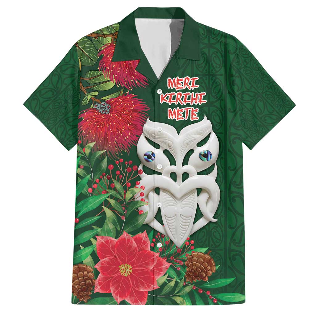Maori Wheku Meri Kirihimete Personalised Family Matching Short Sleeve Bodycon Dress and Hawaiian Shirt All Green Indigenous Maori Motif - Polynesian Pride