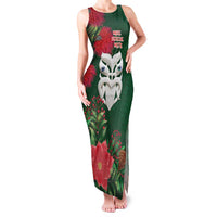 Maori Wheku Meri Kirihimete Personalised Family Matching Tank Maxi Dress and Hawaiian Shirt All Green Indigenous Maori Motif - Polynesian Pride