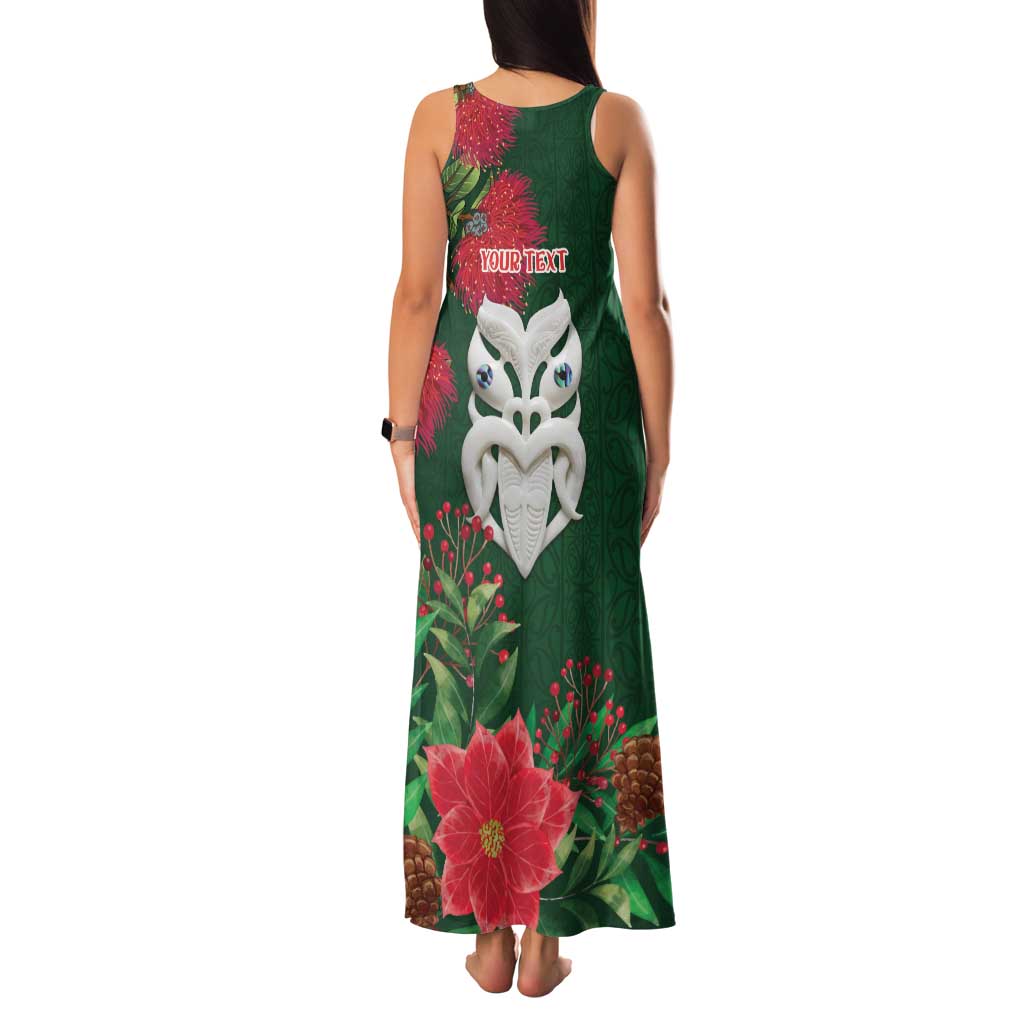 Maori Wheku Meri Kirihimete Personalised Family Matching Tank Maxi Dress and Hawaiian Shirt All Green Indigenous Maori Motif - Polynesian Pride