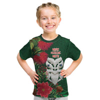 Maori Wheku Meri Kirihimete Personalised Kid T Shirt All Green Indigenous Maori Motif - Polynesian Pride