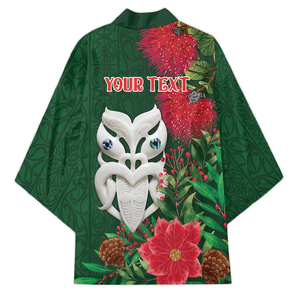 Maori Wheku Meri Kirihimete Personalised Kimono All Green Indigenous Maori Motif - Polynesian Pride