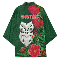 Maori Wheku Meri Kirihimete Personalised Kimono All Green Indigenous Maori Motif - Polynesian Pride