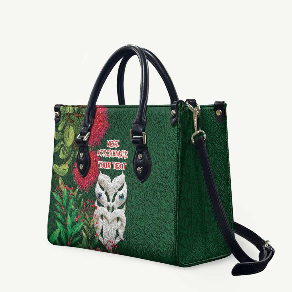 Maori Wheku Meri Kirihimete Personalised Leather Bag All Green Indigenous Maori Motif LT9 Green - Polynesian Pride
