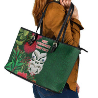Maori Wheku Meri Kirihimete Personalised Leather Tote Bag All Green Indigenous Maori Motif - Polynesian Pride