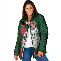 Maori Wheku Meri Kirihimete Personalised Padded Jacket All Green Indigenous Maori Motif - Polynesian Pride