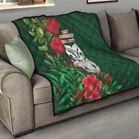 Maori Wheku Meri Kirihimete Personalised Quilt All Green Indigenous Maori Motif - Polynesian Pride