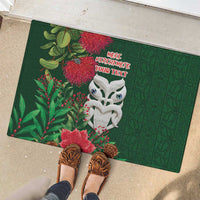 Maori Wheku Meri Kirihimete Personalised Rubber Doormat All Green Indigenous Maori Motif - Polynesian Pride
