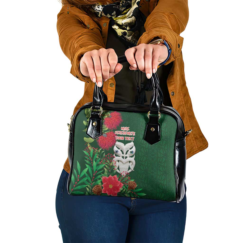 Maori Wheku Meri Kirihimete Personalised Shoulder Handbag All Green Indigenous Maori Motif LT9 One Size Green - Polynesian Pride