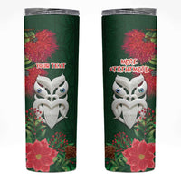 Maori Wheku Meri Kirihimete Personalised Skinny Tumbler All Green Indigenous Maori Motif - Polynesian Pride