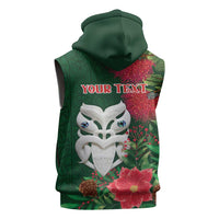 Maori Wheku Meri Kirihimete Personalised Sleeveless Hoodie All Green Indigenous Maori Motif - Polynesian Pride