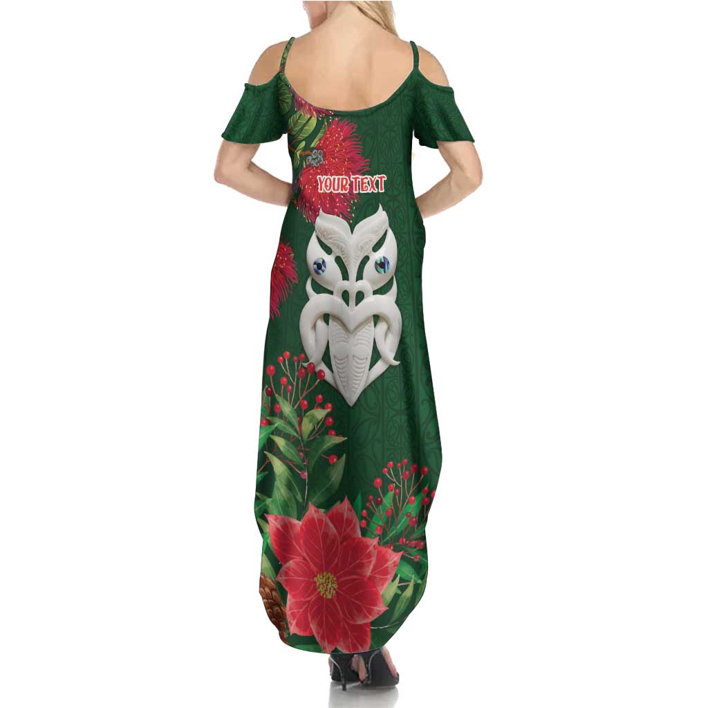 Maori Wheku Meri Kirihimete Personalised Summer Maxi Dress All Green Indigenous Maori Motif - Polynesian Pride