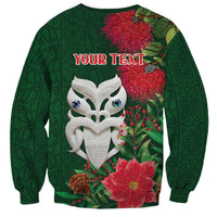 Maori Wheku Meri Kirihimete Personalised Sweatshirt All Green Indigenous Maori Motif - Polynesian Pride