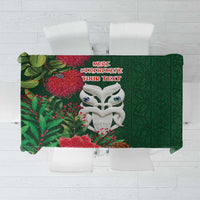 Maori Wheku Meri Kirihimete Personalised Tablecloth All Green Indigenous Maori Motif - Polynesian Pride