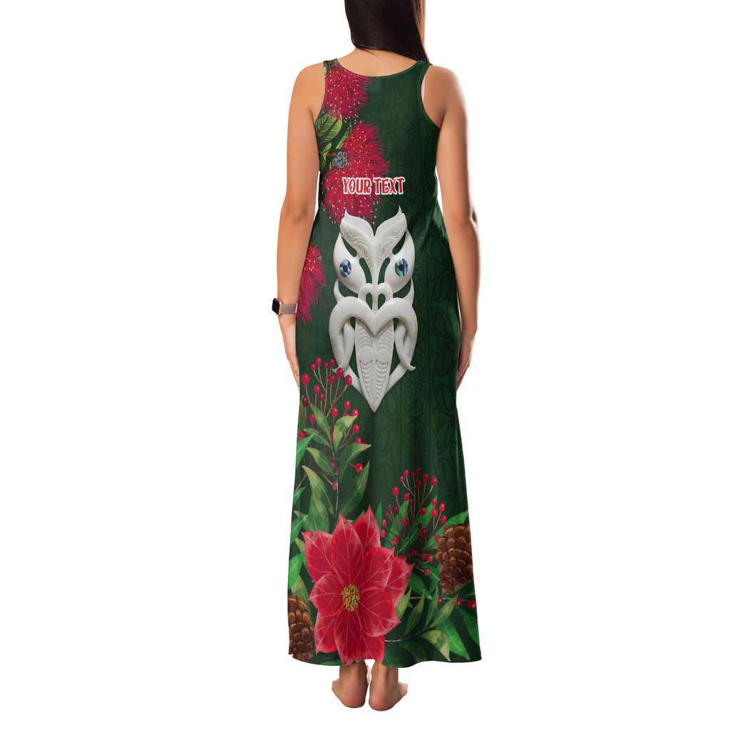 Maori Wheku Meri Kirihimete Personalised Tank Maxi Dress All Green Indigenous Maori Motif - Polynesian Pride