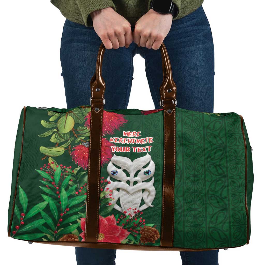 Maori Wheku Meri Kirihimete Personalised Travel Bag All Green Indigenous Maori Motif LT9 Green - Polynesian Pride