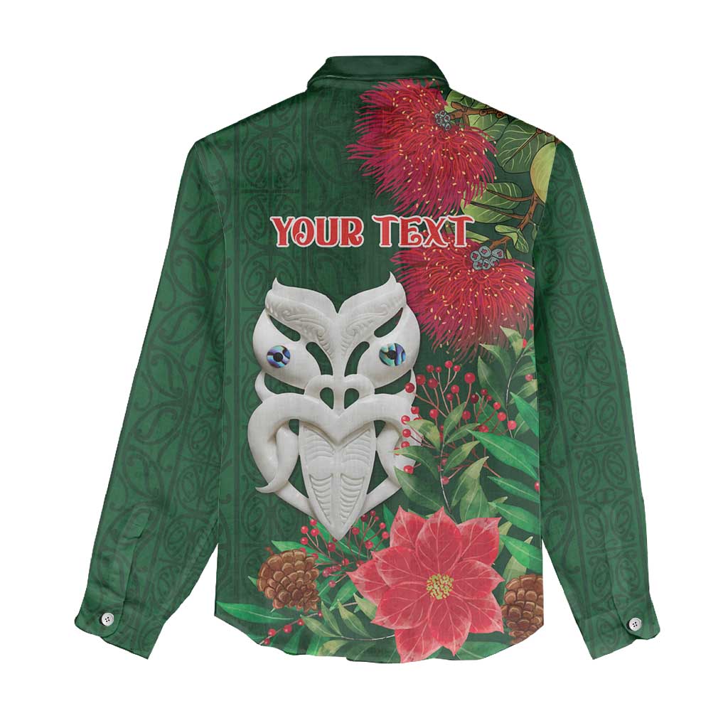 Maori Wheku Meri Kirihimete Personalised Women Casual Shirt All Green Indigenous Maori Motif - Polynesian Pride