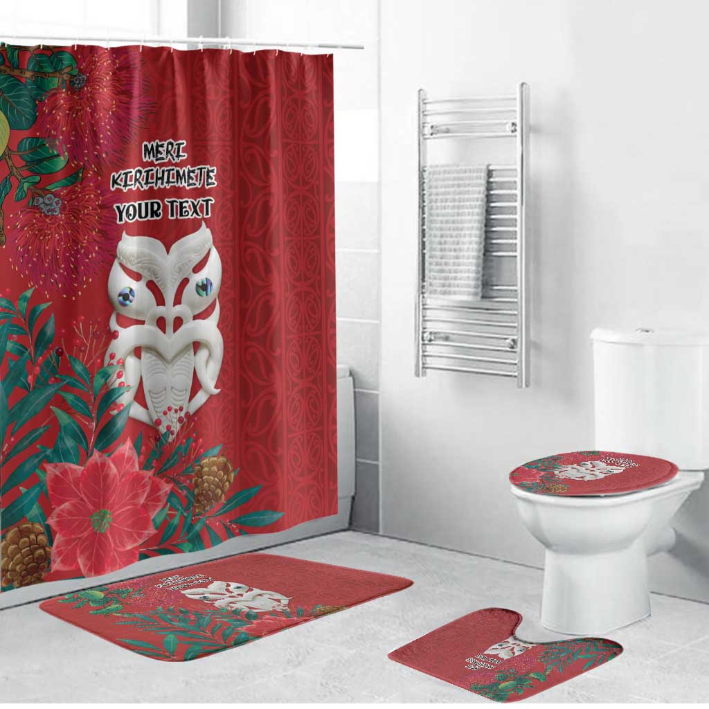 Maori Wheku Meri Kirihimete Personalised Bathroom Set All Red Indigenous Maori Motif LT9 Bathroom Set (4 pcs) Red - Polynesian Pride
