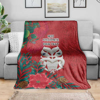 Maori Wheku Meri Kirihimete Personalised Blanket All Red Indigenous Maori Motif - Polynesian Pride