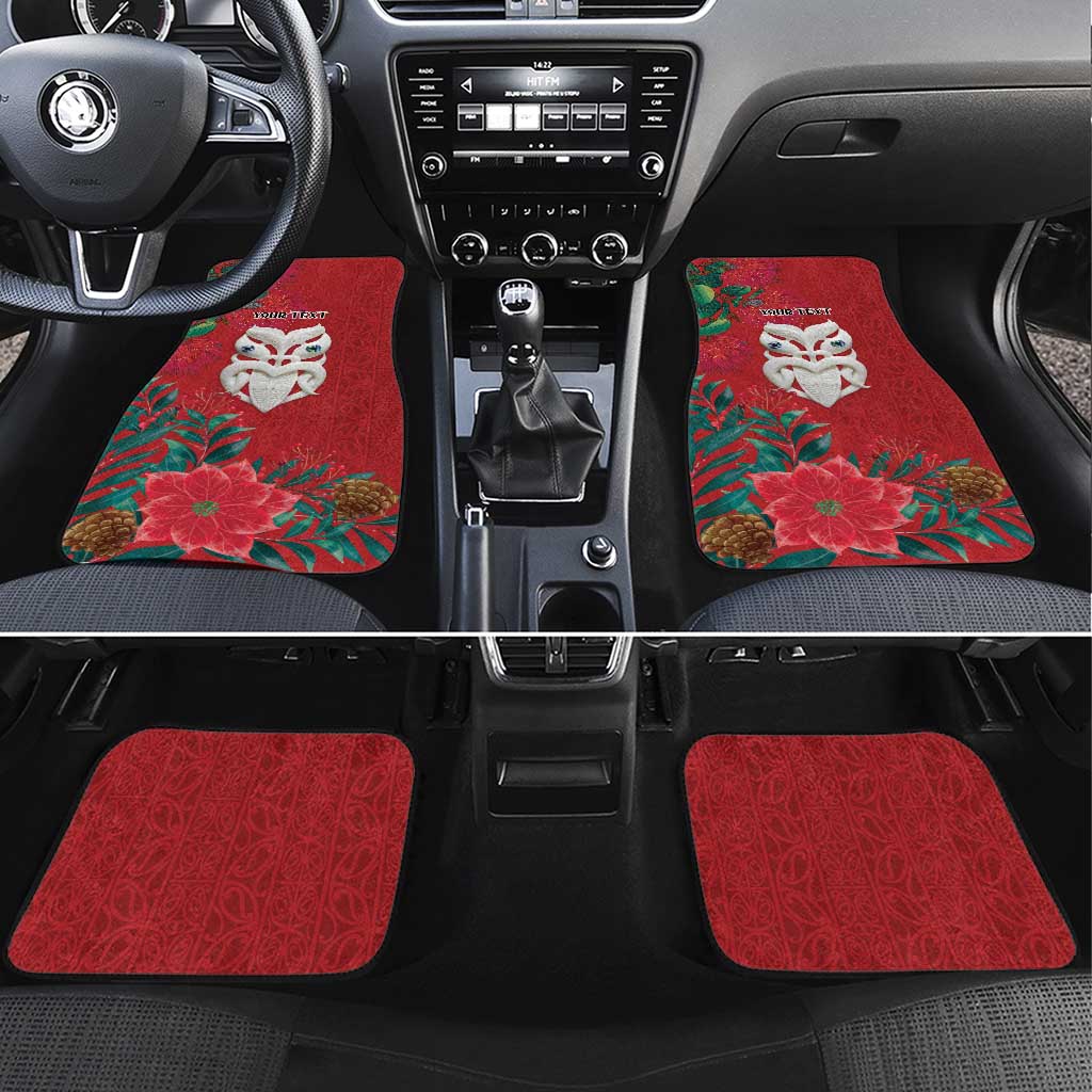 Maori Wheku Meri Kirihimete Personalised Car Mats All Red Indigenous Maori Motif LT9 Set 4pcs Red - Polynesian Pride