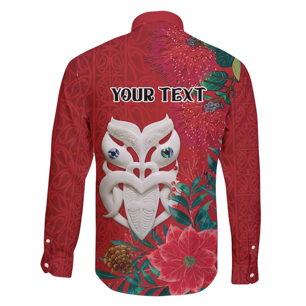 Maori Wheku Meri Kirihimete Personalised Family Matching Short Sleeve Bodycon Dress and Hawaiian Shirt All Red Indigenous Maori Motif - Polynesian Pride