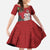 Maori Wheku Meri Kirihimete Personalised Kid Short Sleeve Dress All Red Indigenous Maori Motif - Polynesian Pride