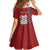 Maori Wheku Meri Kirihimete Personalised Kid Short Sleeve Dress All Red Indigenous Maori Motif - Polynesian Pride