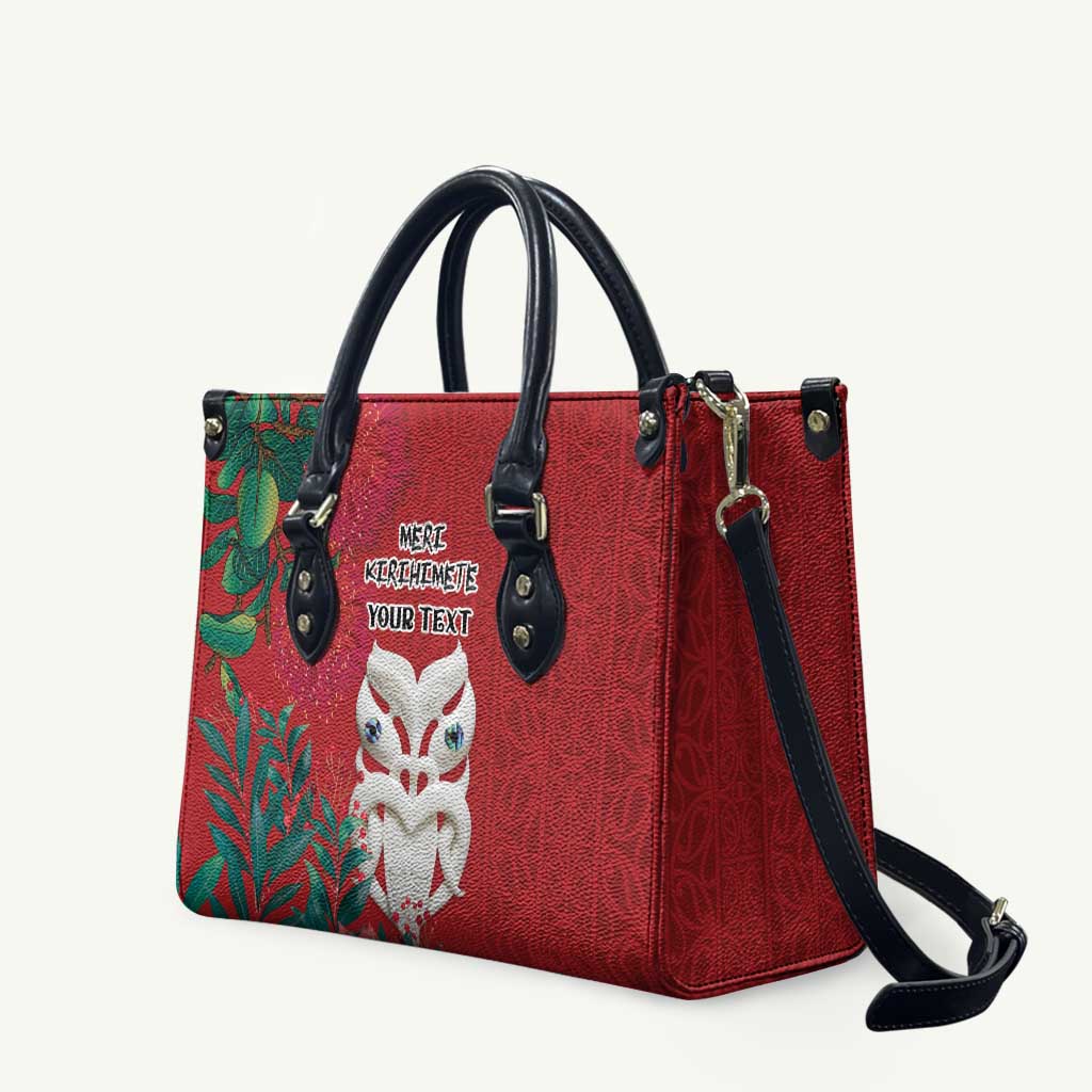 Maori Wheku Meri Kirihimete Personalised Leather Bag All Red Indigenous Maori Motif LT9 Red - Polynesian Pride