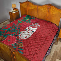 Maori Wheku Meri Kirihimete Personalised Quilt All Red Indigenous Maori Motif - Polynesian Pride